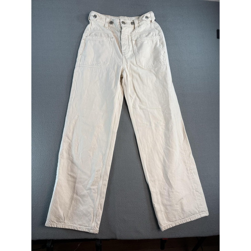 We The Free Jeans Womens 25 White‎ Light Wash High Rise Straight Relaxed Denim